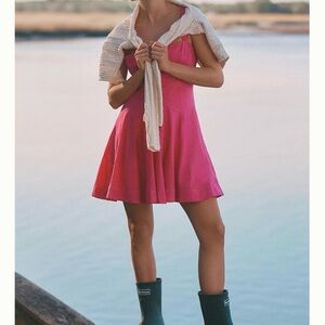 By Anthropologie Plunge Drop-Waist A-Line Mini Dress